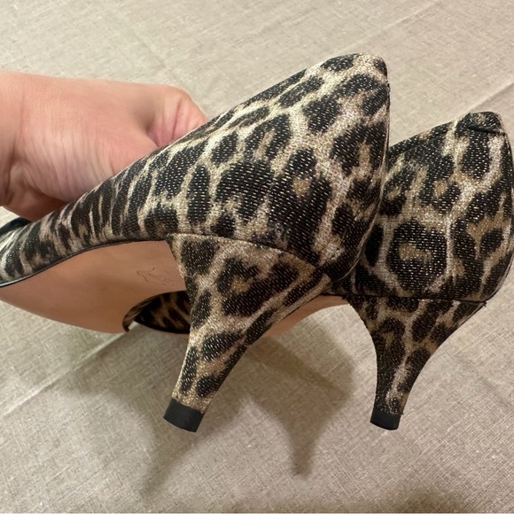 Talbots shoes Animal Leopard Print Leather Black Bow Front high Heels size  6.5 - Picture 4 of 7